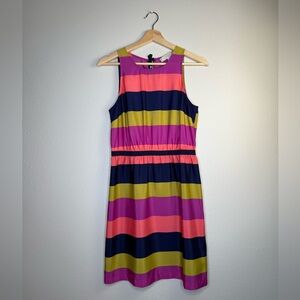Ann Taylor LOFT sleeveless striped midi dress in multicolor
